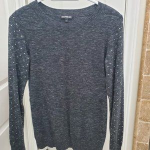 Gray Express Sweater with Rhinestone Accents